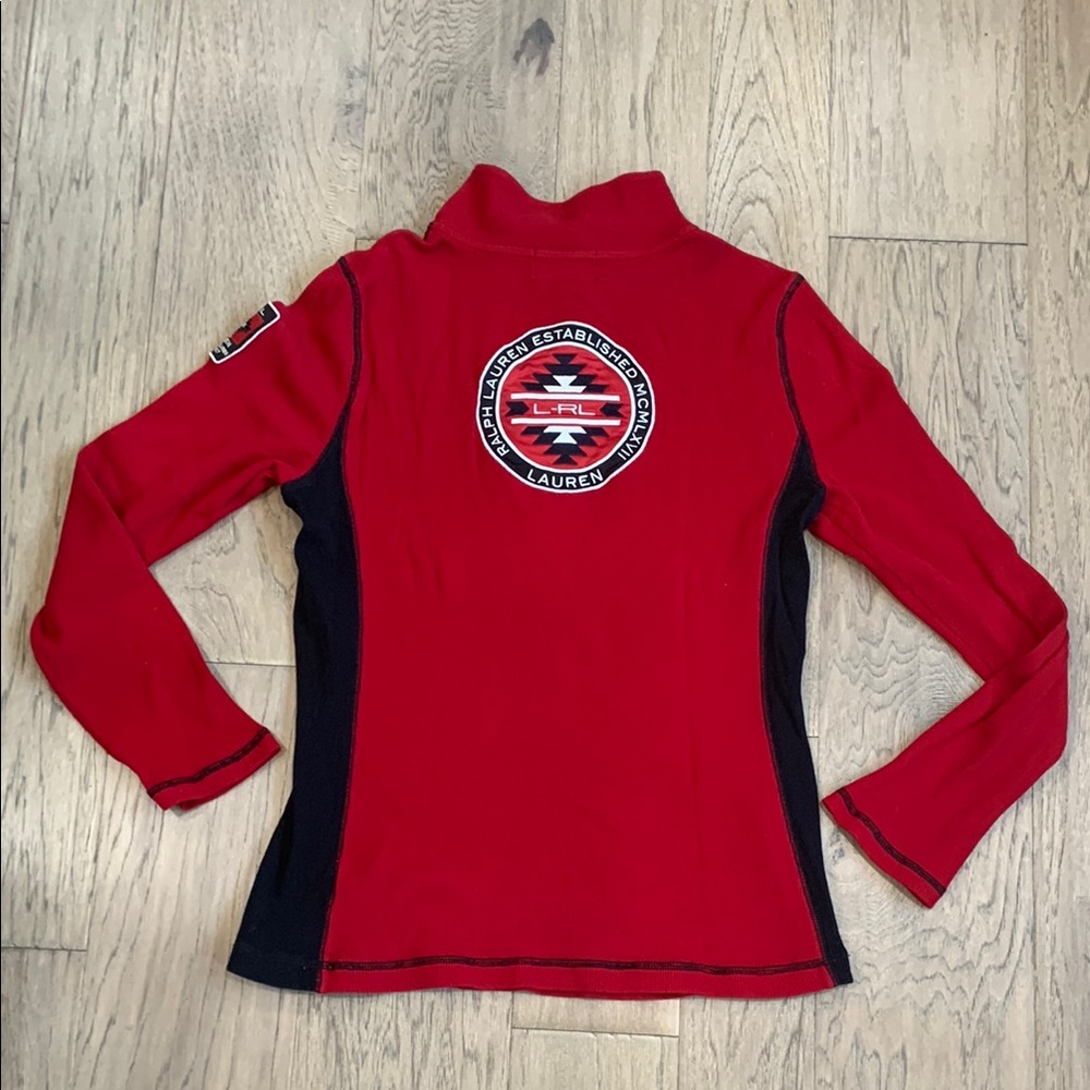 Lauren Ralph Lauren Red Athletic Half-Zip Top with Black Trim - Picture 5 of 11